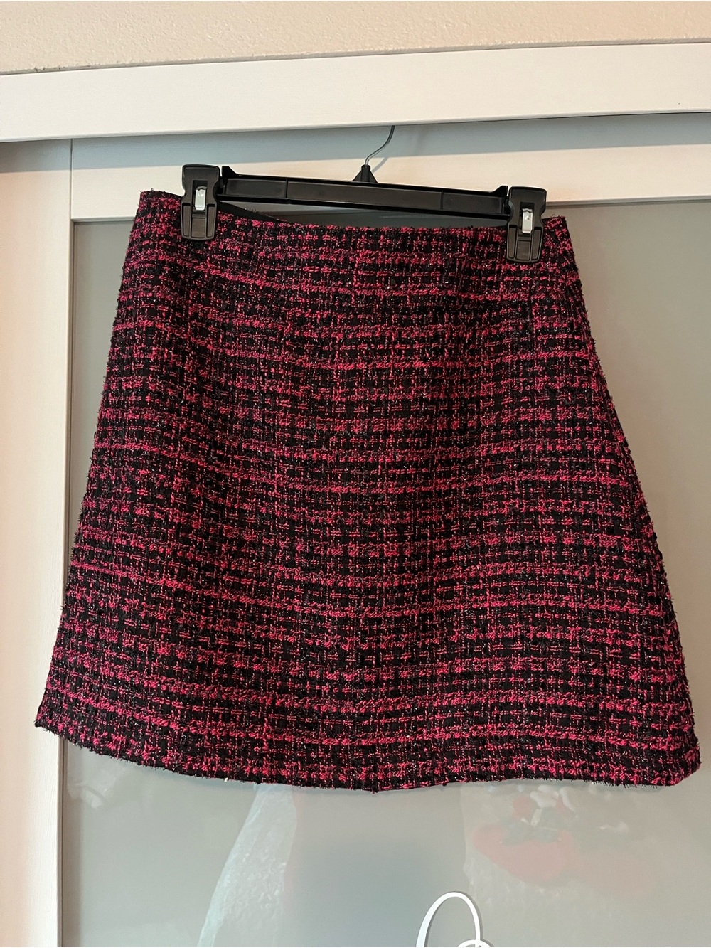 Women's Pink and Black Tweed  metallic A-Line Skirt 413